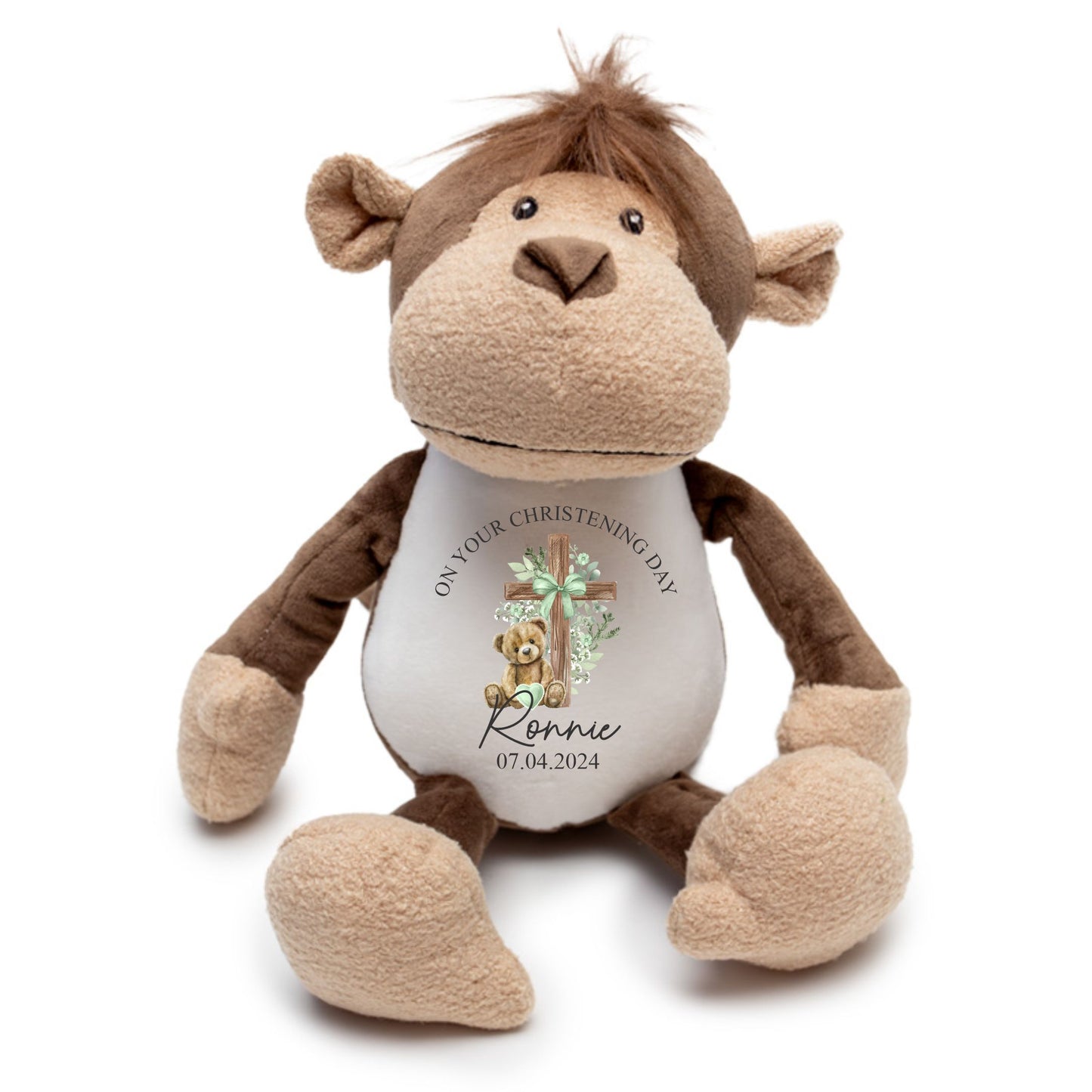 monkey christening soft toy