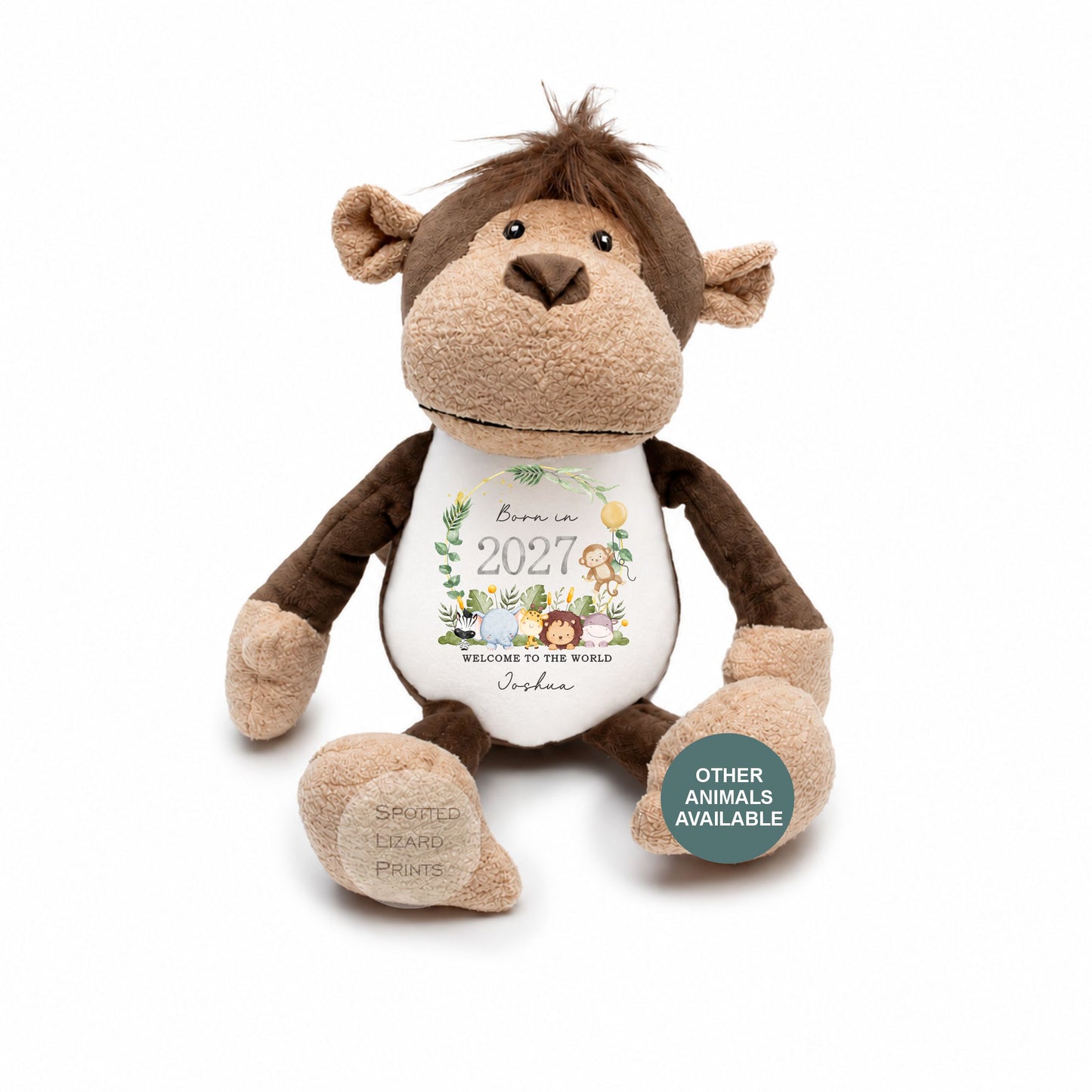 Personalised Baby Soft Toy Born in 2027 | Custom Name Plush Teddy | New Baby Gift | Baby Shower Gift | Baby Girl Boy Keepsake | Welcome