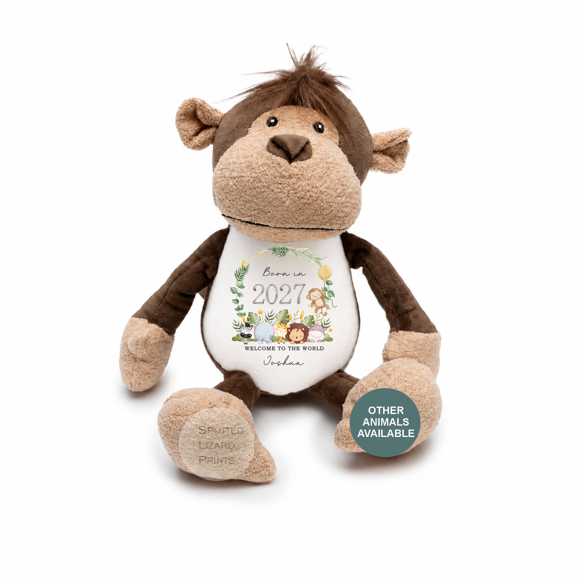 Personalised Baby Soft Toy Born in 2027 | Custom Name Plush Teddy | New Baby Gift | Baby Shower Gift | Baby Girl Boy Keepsake | Welcome