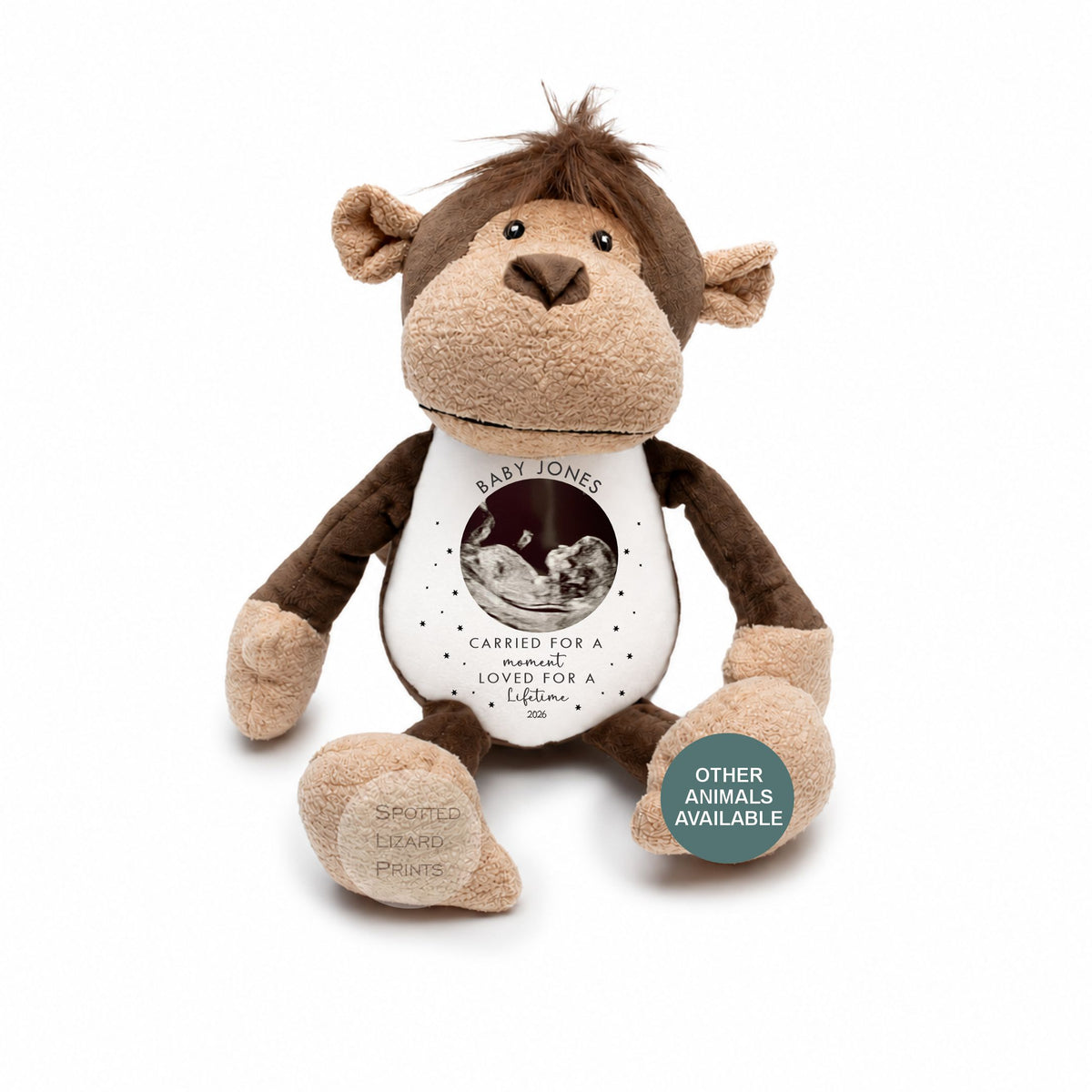 Personalised Baby Loss Memorial Teddy with Scan Photo, Baby Name, Miscarriage Keepsake, Pregnancy Loss Memorial Gift, Bereavement Gift