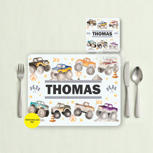 Gift for Kids - Personalised Placemat - Placemat and Coast set - Personalised Tableware - Personalised Coaster - 