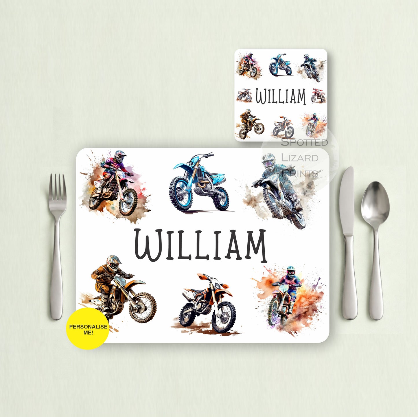 Gift for Kids - Personalised Placemat - Placemat and Coast set - Personalised Tableware - Personalised Coaster - 