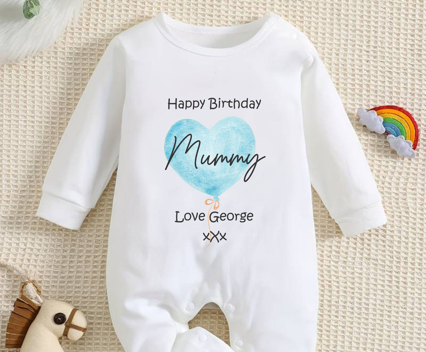 Personalised Happy Birthday Clothing. Unique Hand printed Gift for Birthdays.