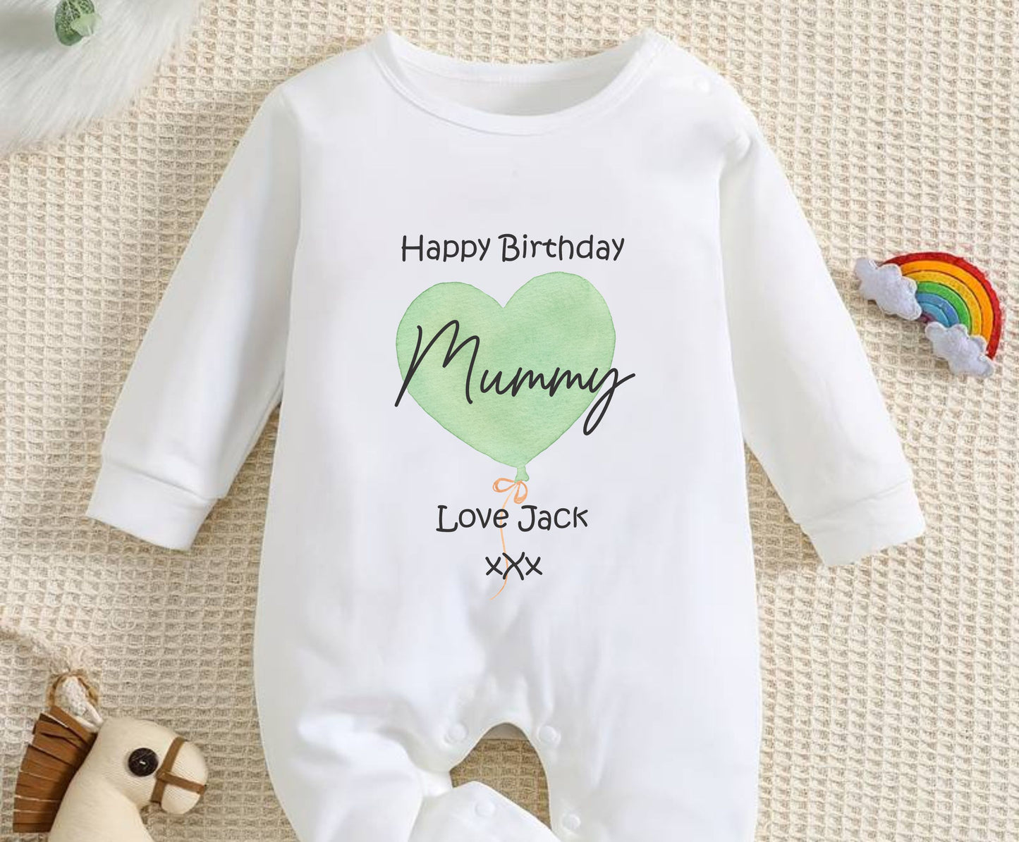 Personalised Happy Birthday Clothing. Unique Hand printed Gift for Birthdays.