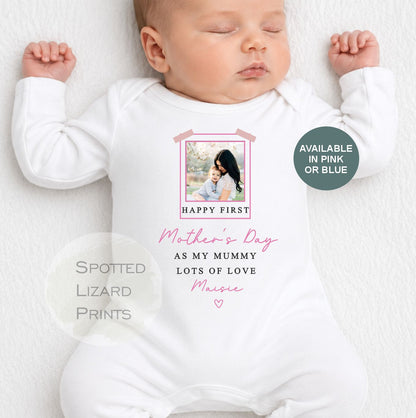 Happy First Mother’s Day Mummy Baby Outfit Personalised, 1st Mother’s Day Gift from Baby, Custom Baby Vest Sleepsuit or T-Shirt, Mum Gift