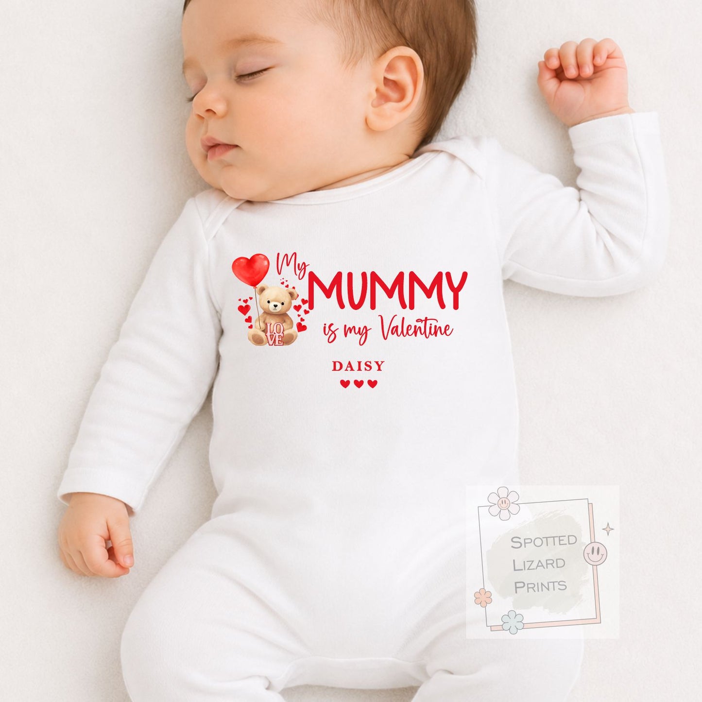 My Mummy Is My Valentine Outfit | Personalized Baby Valentine's Sleepsuit | Custom Baby Name Shirt | Baby Valentine's Sweatshirt