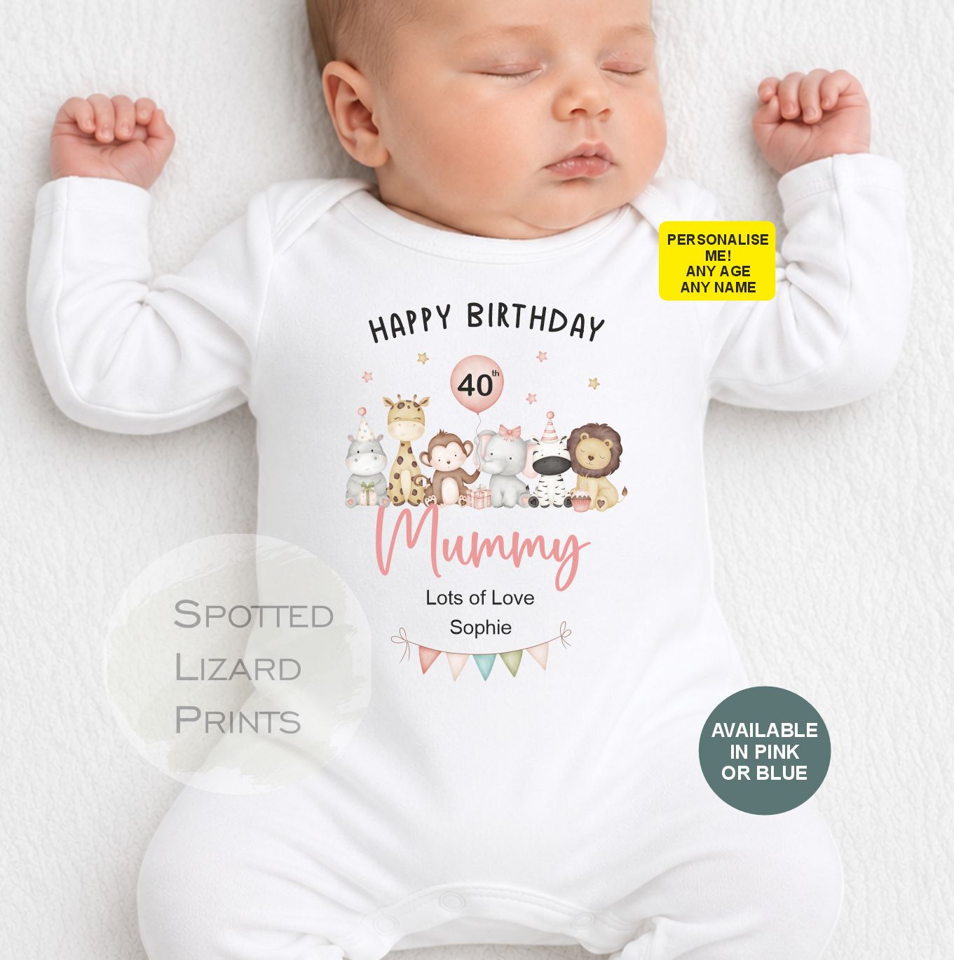 Personalised Happy 40th Birthday Mummy Baby Outfit | 40th Birthday Gift for Mum from Baby | Baby Vest, Sleepsuit or T-Shirt | Mum Birthday