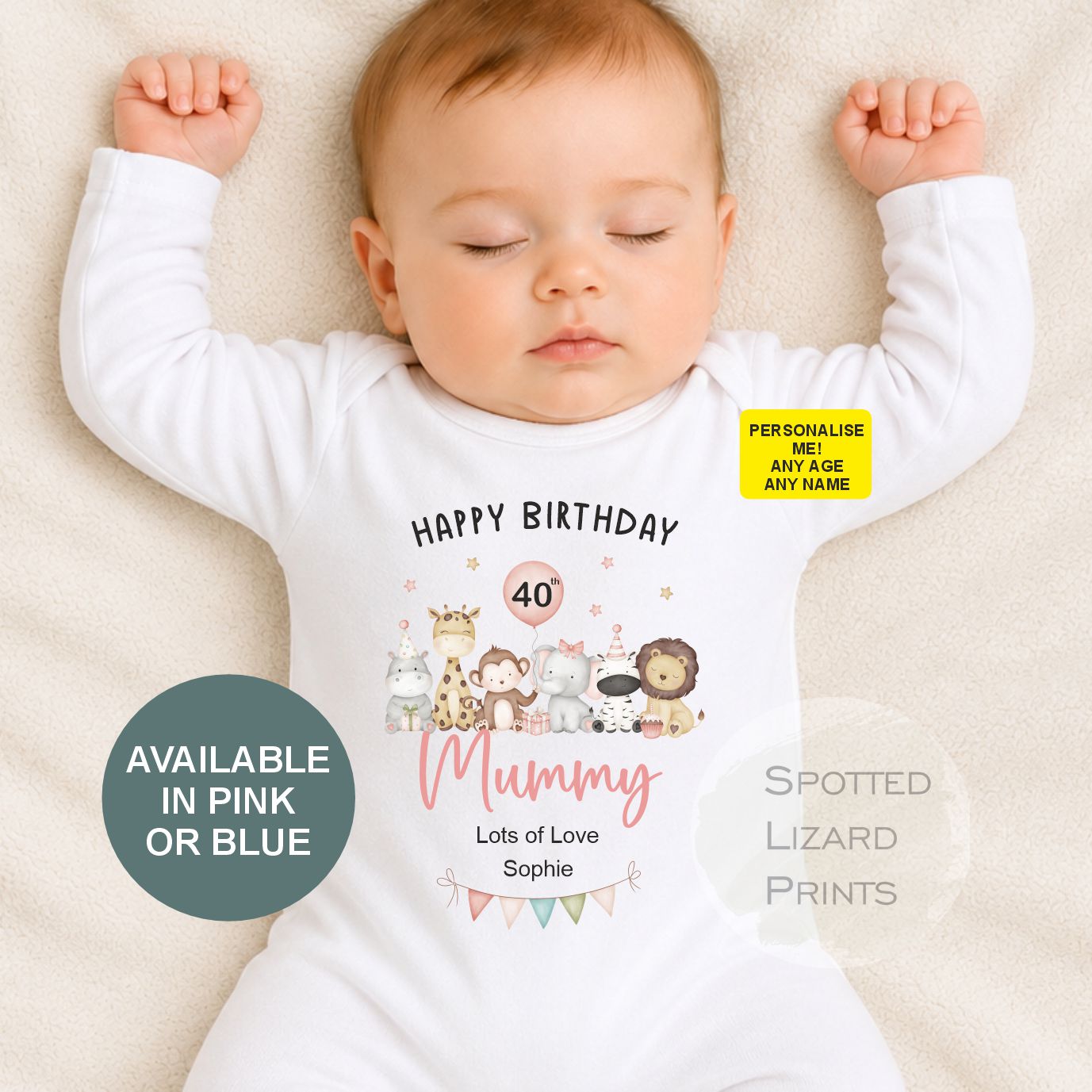 Personalised Happy 40th Birthday Mummy Baby Outfit | 40th Birthday Gift for Mum from Baby | Baby Vest, Sleepsuit or T-Shirt | Mum Birthday