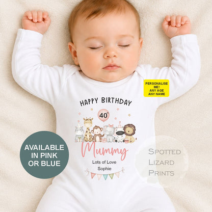 Personalised Happy 40th Birthday Mummy Baby Outfit | 40th Birthday Gift for Mum from Baby | Baby Vest, Sleepsuit or T-Shirt | Mum Birthday