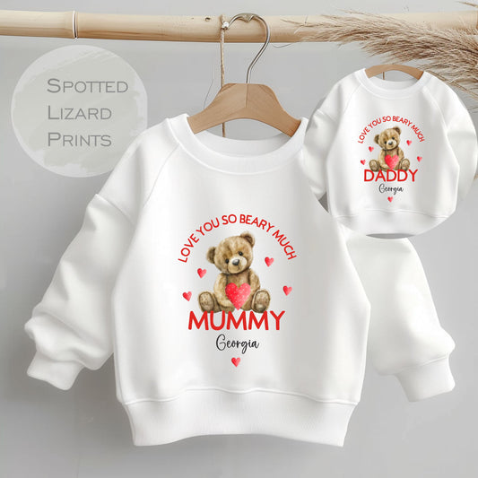 Personalised Valentine's Day Kids Sweatshirt - Valentine's Sweatshirt - Mummy & Daddy - Kids Matching Jumpers Sibling - First Valentines Day