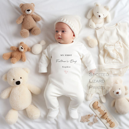 My first fathers day personalised baby sleepsuit