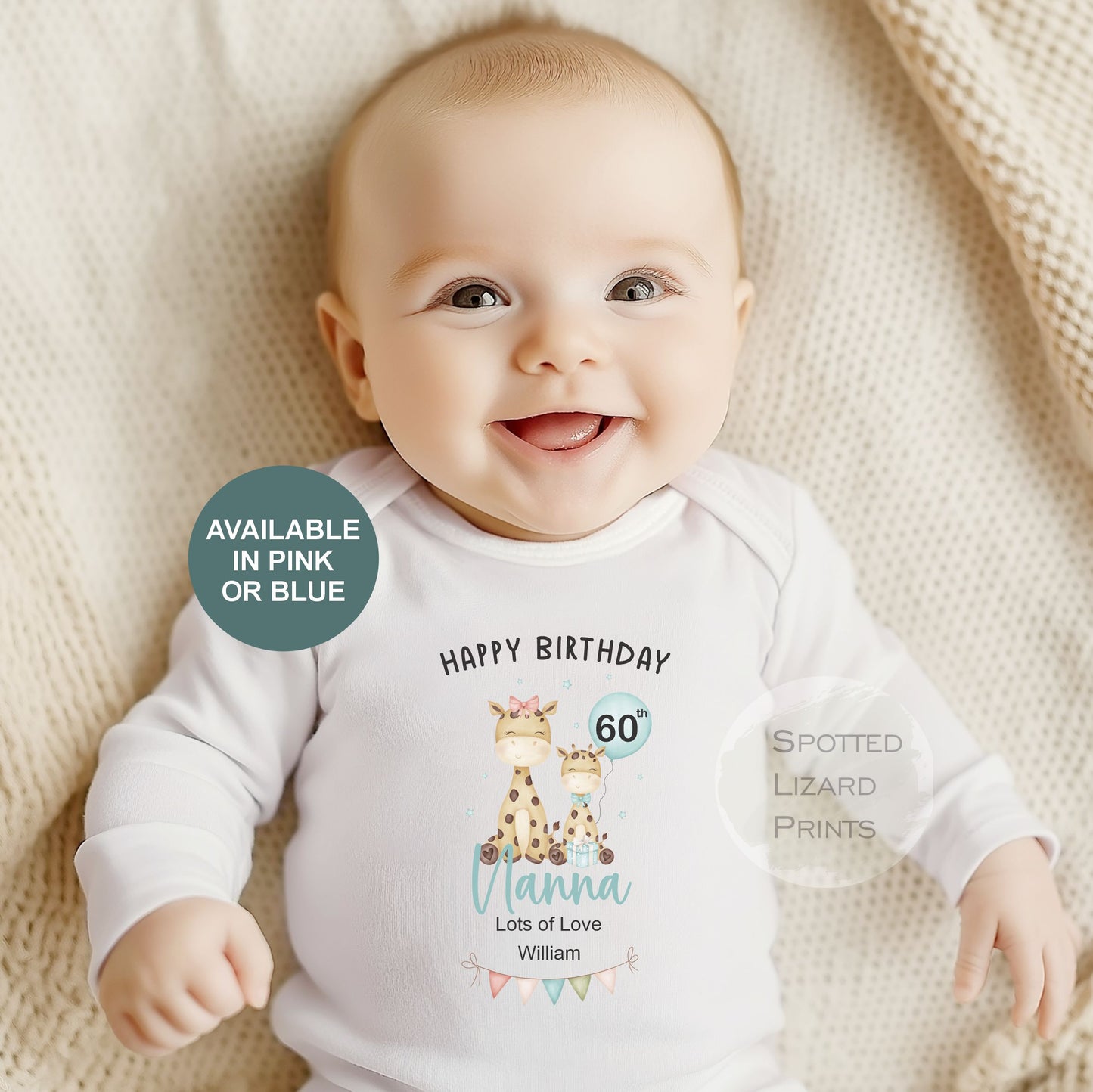 Happy 60th Birthday Nanny, 60th Birthday, My Nanny, 60th Grandma Birthday, Nanny Birthday, Sleepsuit Baby vest 50th 60th 70th 80th Birthday (Copy)