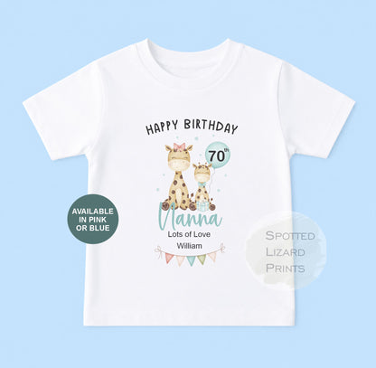 Personalised Happy Birthday Nanny Baby Outfit | 50th 60th 70th 80th Birthday Gift for Grandma | Baby Vest, Sleepsuit or T-Shirt | Gift