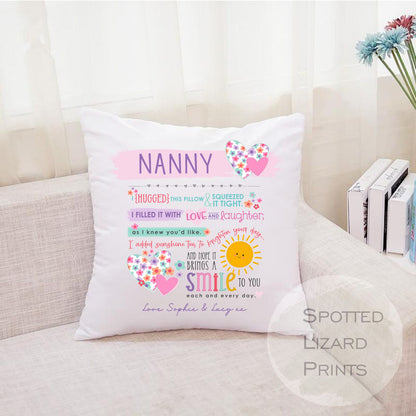 Personalised Cushion, I hugged this pillow, Nanny Cushion, Grandma Cushion