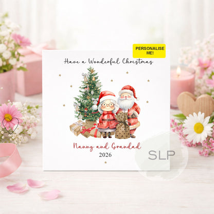 Nanny & Grandad Christmas Card | Santa & Mrs Claus