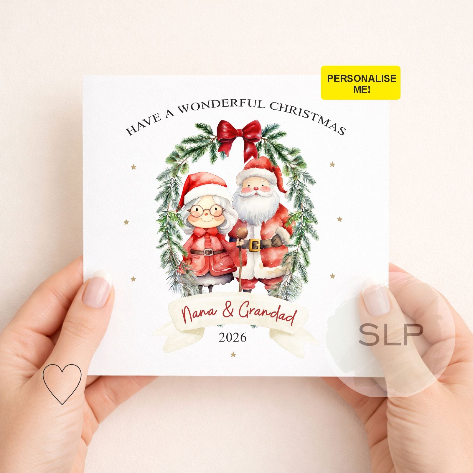 Personalised Nanny & Grandad Christmas Card | Santa