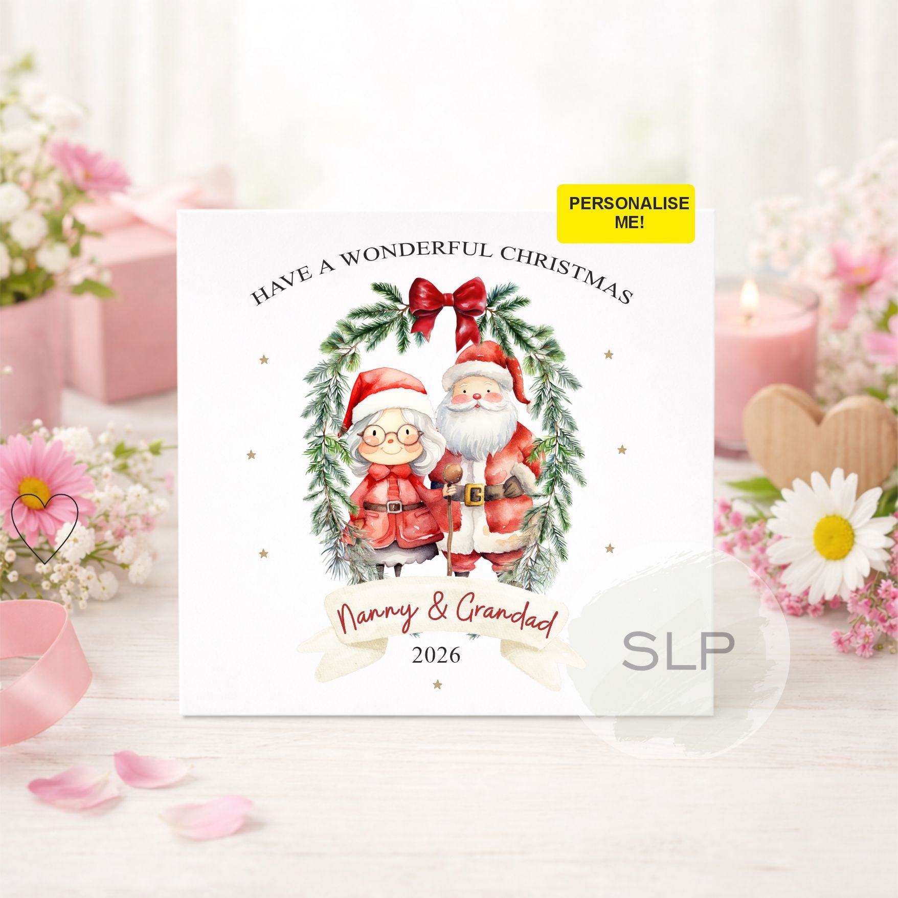 Personalised Nanny & Grandad Christmas Card | Santa