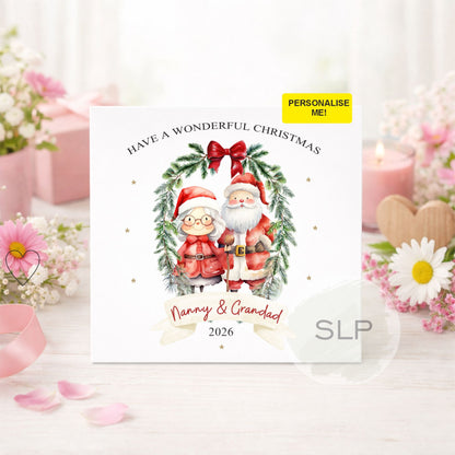 Personalised Nanny & Grandad Christmas Card | Santa