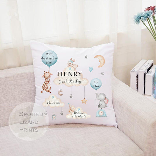 Personalised New Baby Cushion - Milestone Nursery Cushion - Personalised Baby Cushion - New Baby Gift
