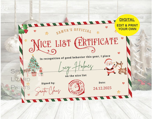 EDITABLE BUNDLE Official Nice List Certificate Bundle North Pole Mail Christmas Eve Box Editable Template Printable Instant Download, Canva