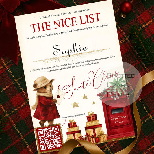 personalised Nice List certificate