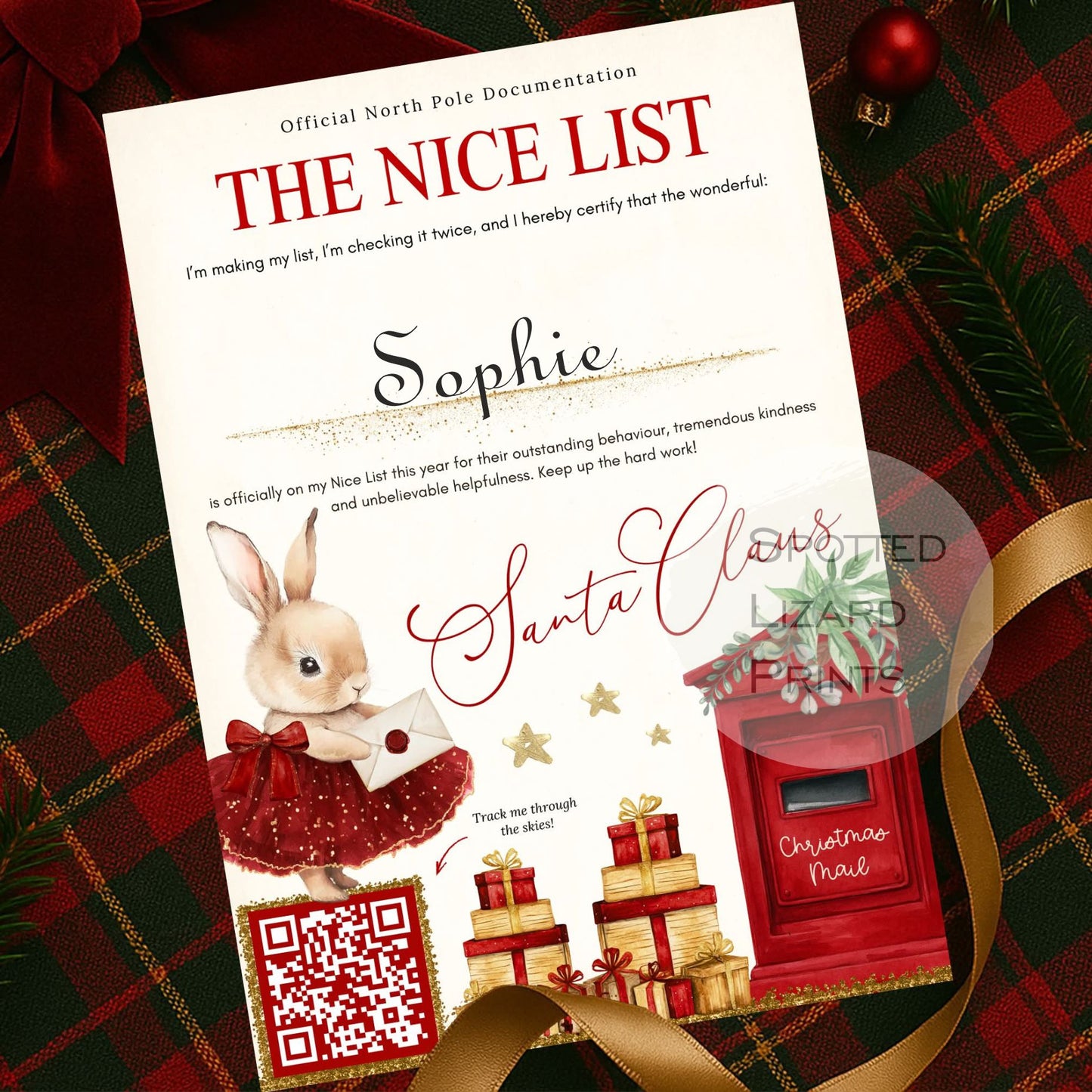 personalised Nice List certificate