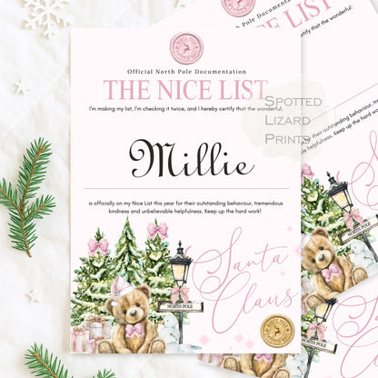 Nice List certificate