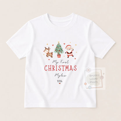 Personalised First Christmas Baby Outfit- My First Christmas Sleepsuit or Vest - 1st Xmas Cute Santa, First Christmas Pyjamas