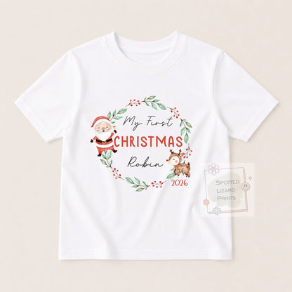 Personalised First Christmas Baby Outfit- My First Christmas Sleepsuit or Vest - 1st Xmas Cute Santa, First Christmas Pyjamas