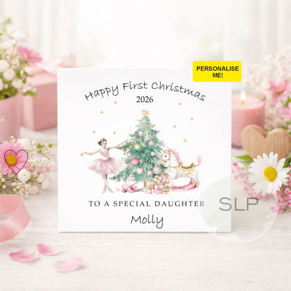 Personalised Daughter First Christmas Card | Ballerina