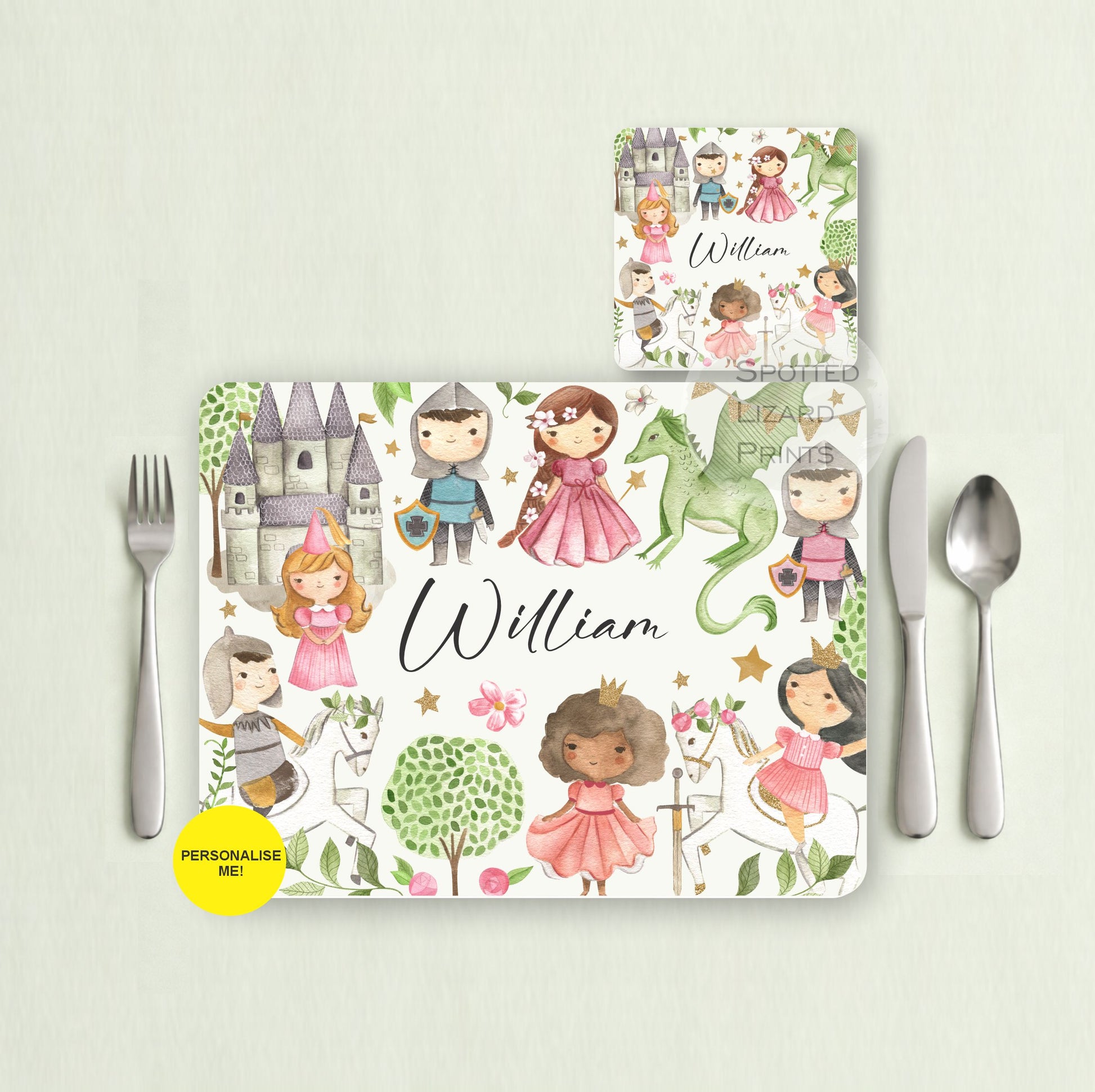 Gift for Kids - Personalised Placemat - Placemat and Coast set - Personalised Tableware - Personalised Coaster - 