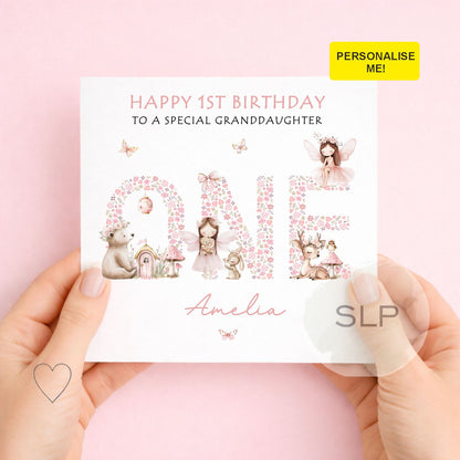 Fairy 1st Birthday Card Girl | Personalised Fairy Garden Birthday Card | Daughter Granddaughter Niece | Age 1 Birthday Card