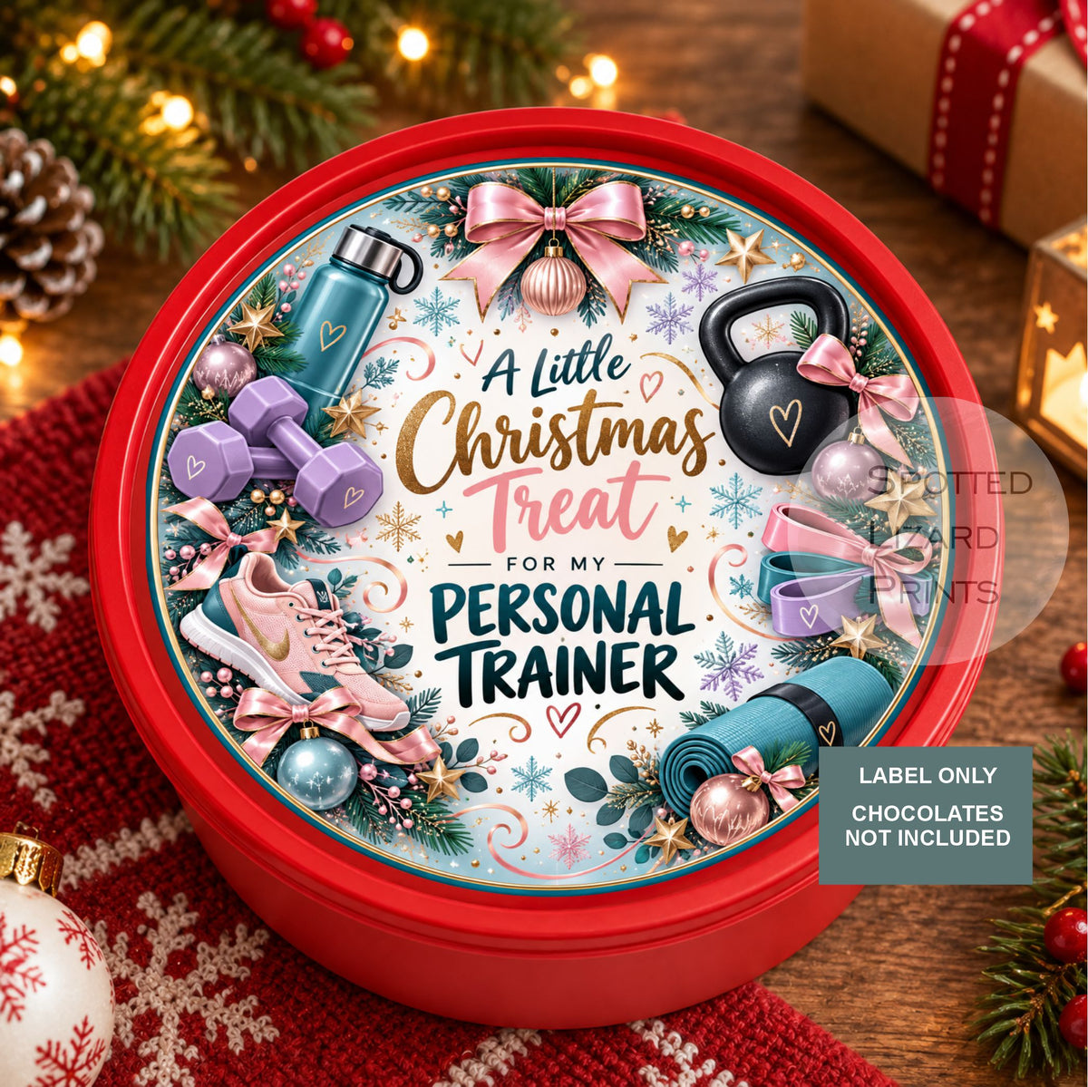 Personal Trainer Christmas Gift Label | A Little Christmas Treat for My PT | Gym Coach Thank You Gift | Chocolate Tin Label | Xmas Present