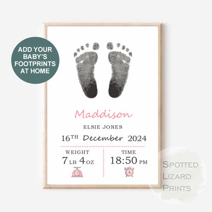 Baby footprint wall art. Babies feet printed onto decorative wall art