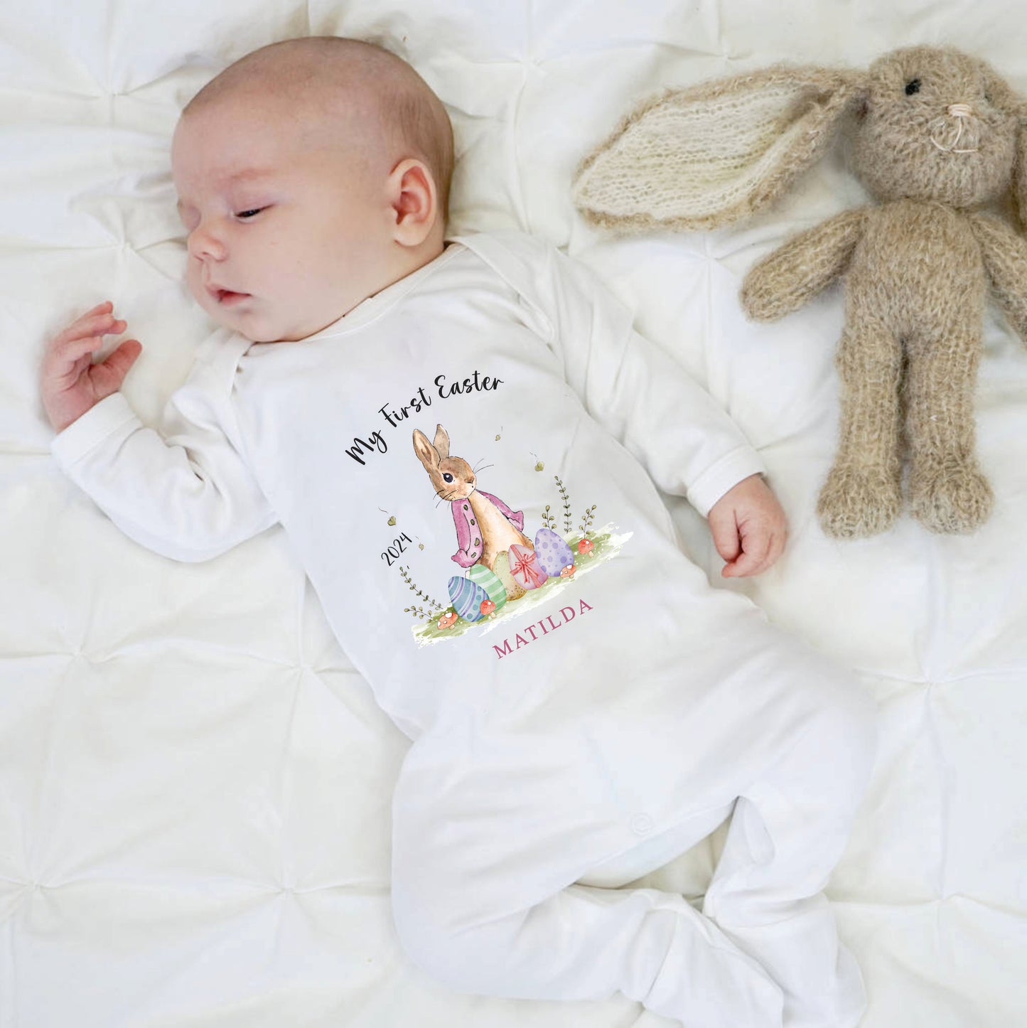 Personalised My First Easter Sleepsuit Baby Girl / Boy Outfit First Easter 1st Easter - Easter