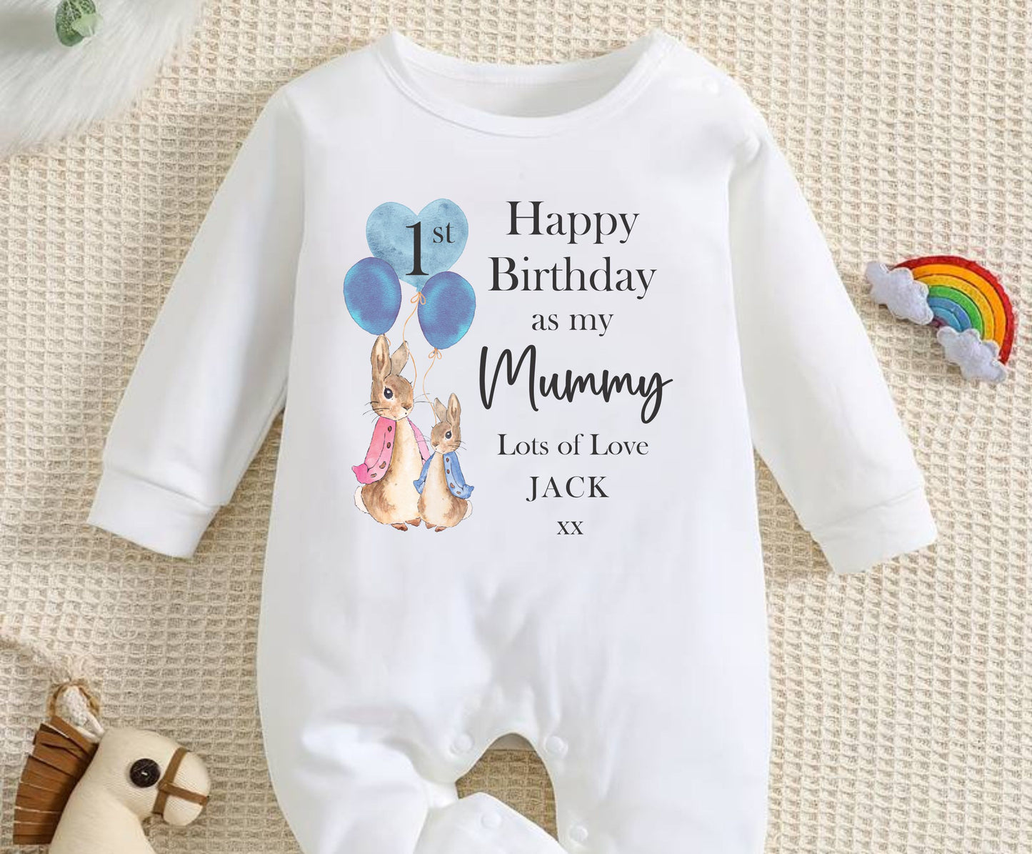 Personalised Happy Birthday Clothing. Unique Hand printed Gift for Birthdays.