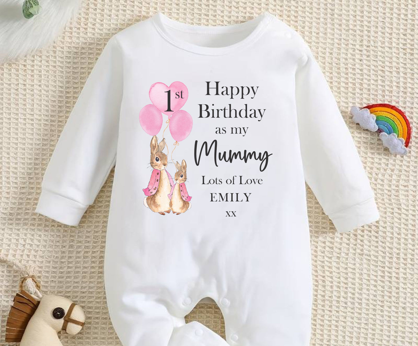 Personalised Happy Birthday Clothing. Unique Hand printed Gift for Birthdays.