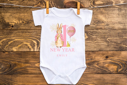 Peter rabbit my first new years eve baby vest