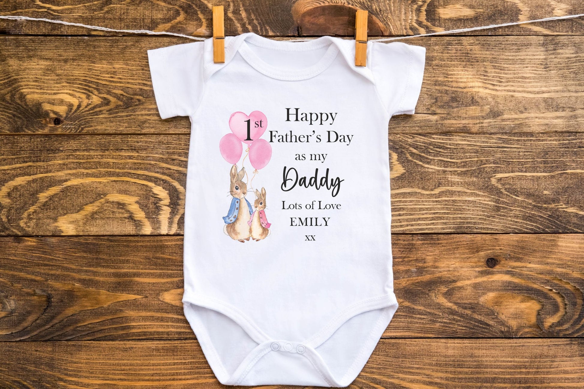 peter rabbit first fathers day, baby vest