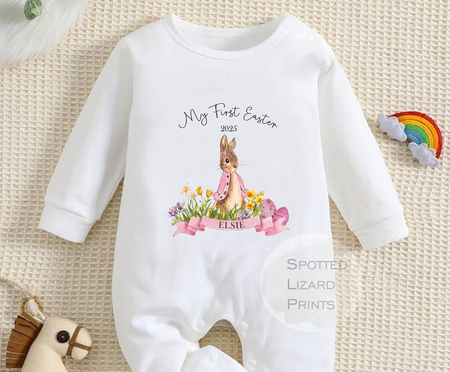 My first easter personalised Baby sleepsuit