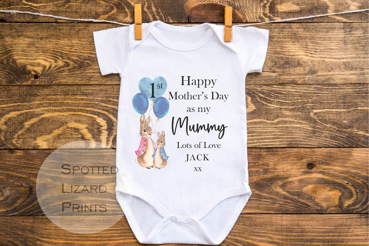 Peter rabbit happy mothers day baby vest