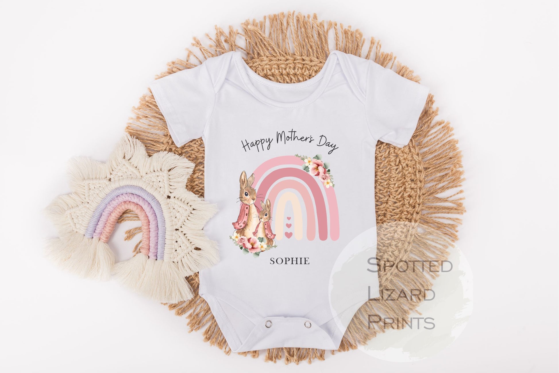 peter rabbit personalised mothers day baby vest