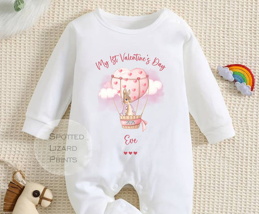 Personalised My First Valentines Sleepsuit Baby Girl / Boy Outfit First Valentines 1st Valentines - Valentines Day