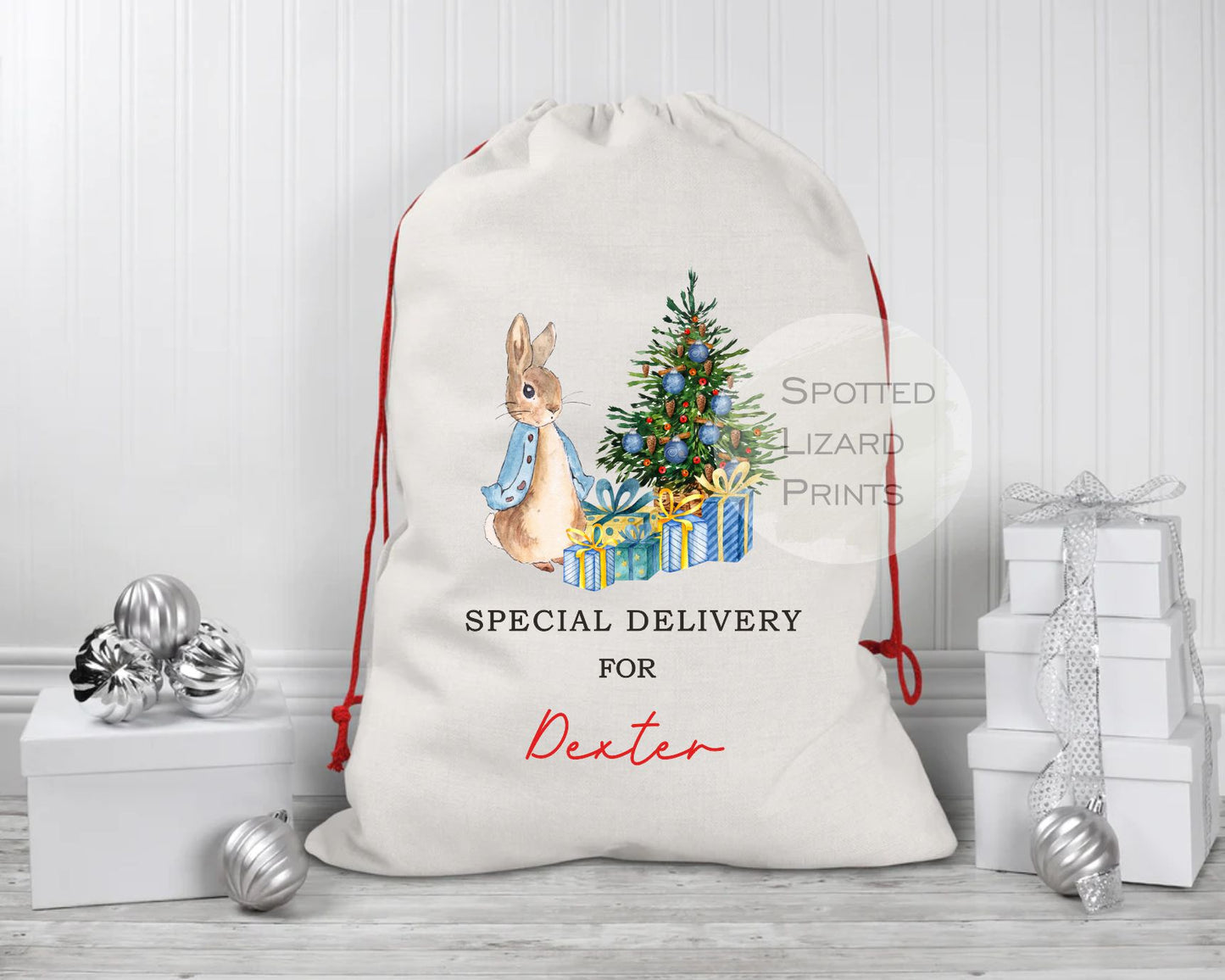 personalised peter rabbit santa sack