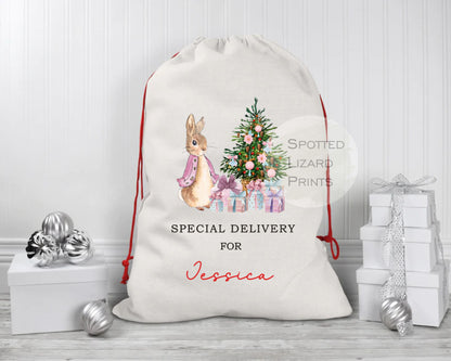 personalised peter rabbit santa sack