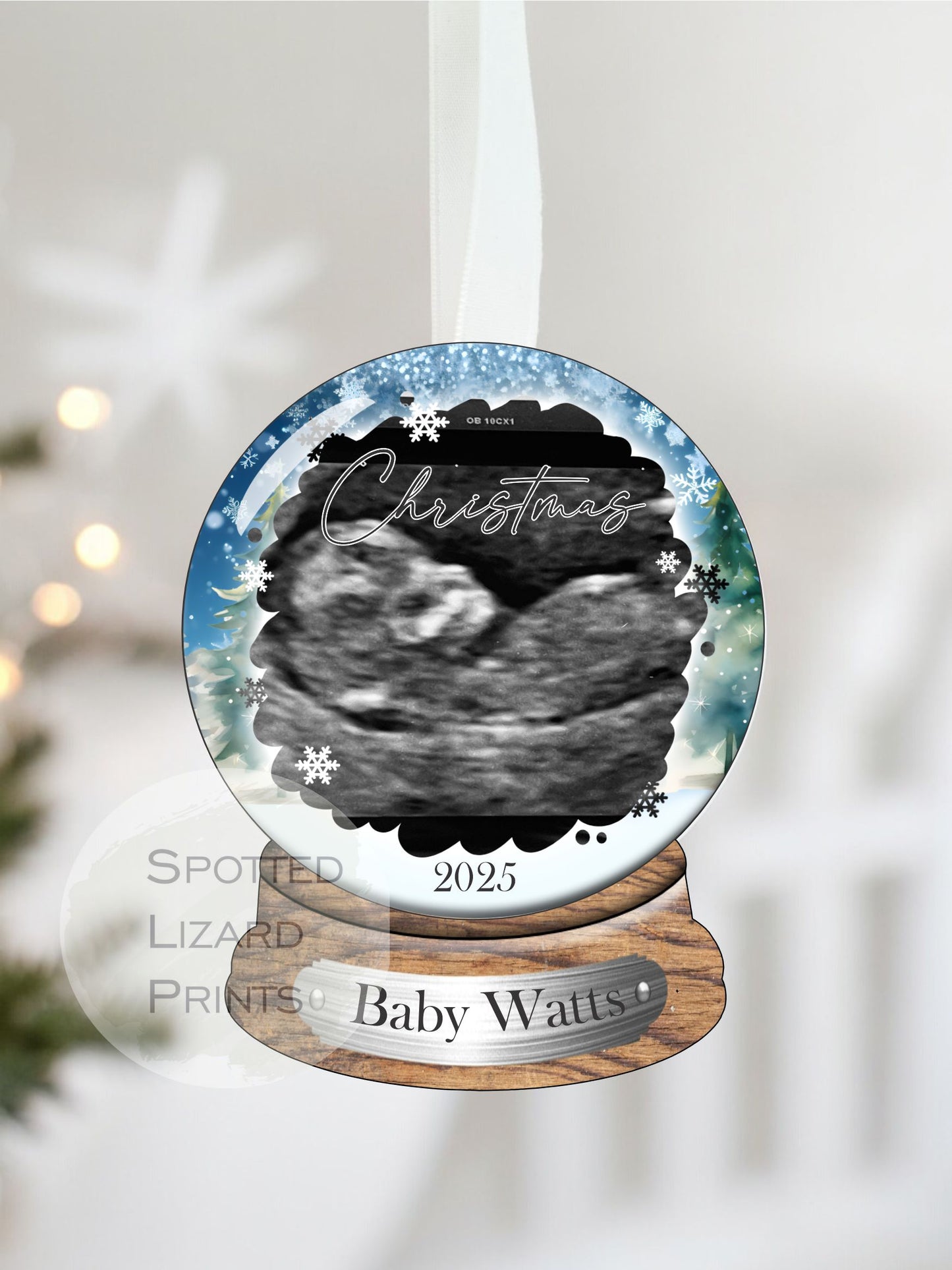 personalised baby scan photo bauble