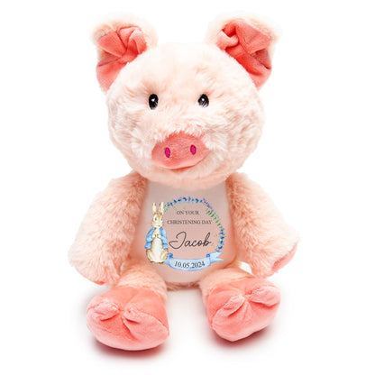 personalised pig soft toy for christening