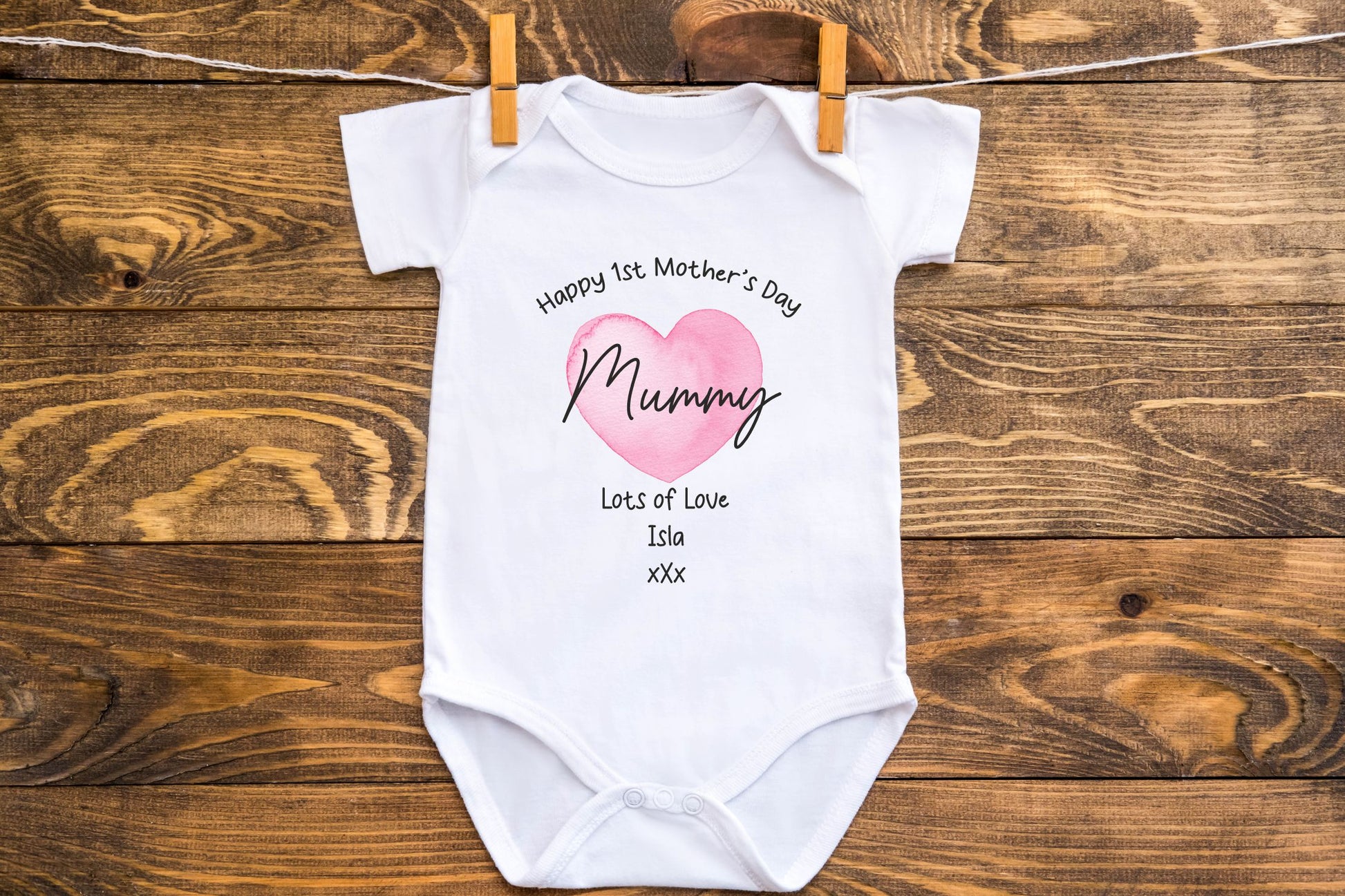 1st mothers day white baby vest