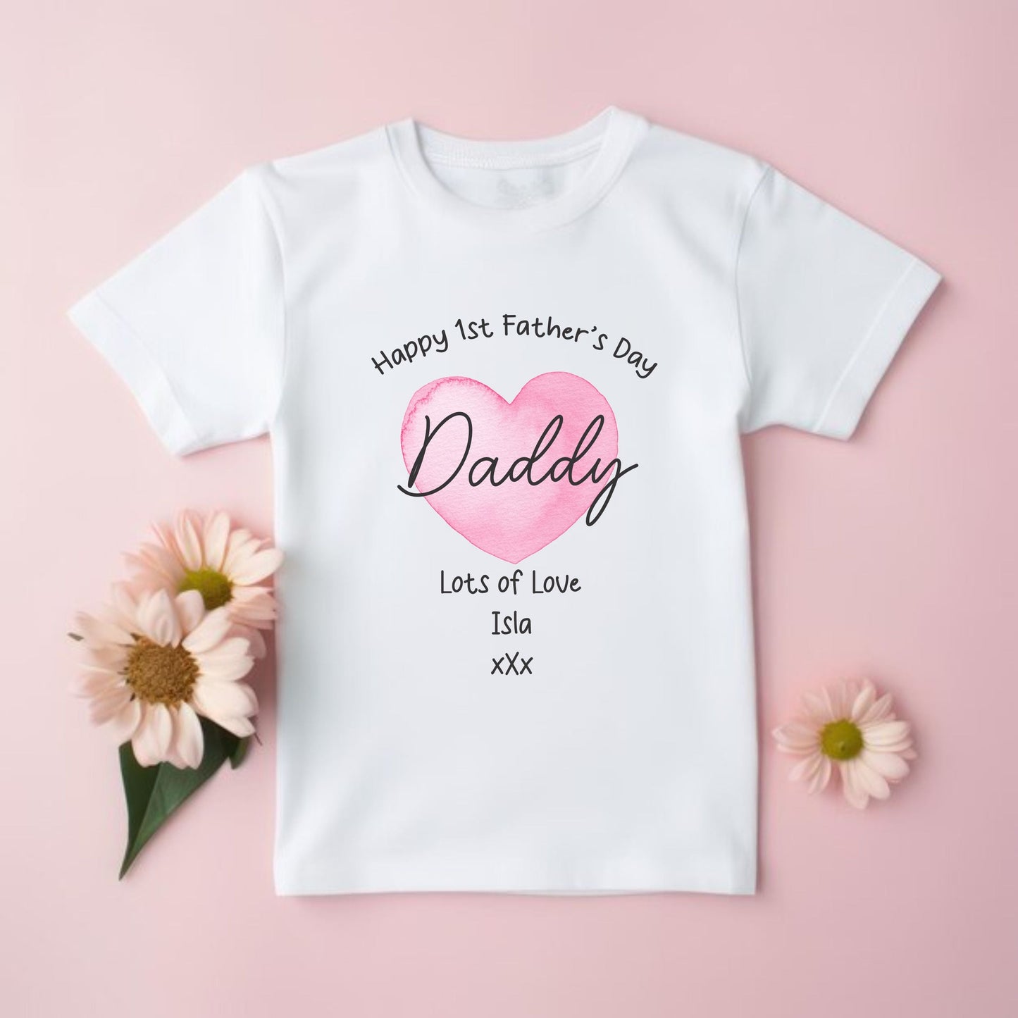 our first fathers day t-shirt with pink heart