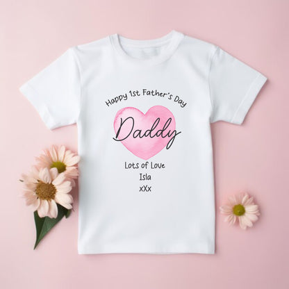 our first fathers day t-shirt with pink heart